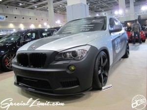 Osaka Auto Messe 2014 Car & Customize Motor Show Intex Custom BMW X1 PLACE Matte Black Silver Slammed