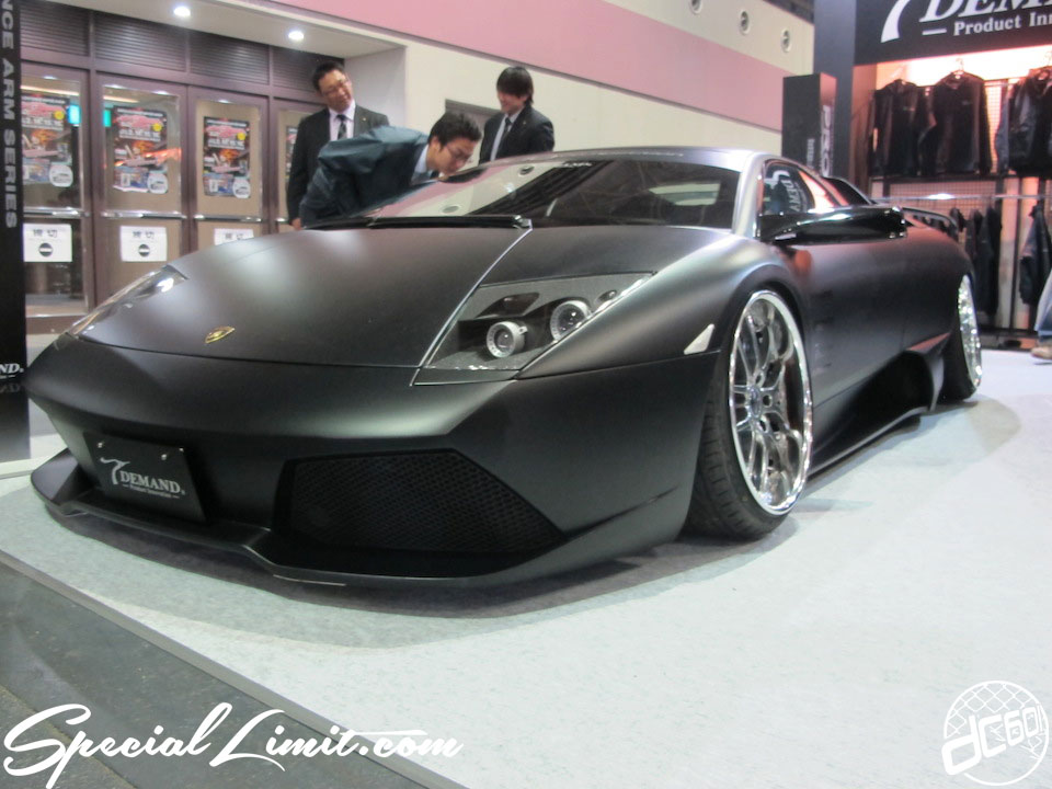 Osaka Auto Messe 2014 Car & Customize Motor Show Intex Custom T DEMAND Slammed Lamborghini Murciélago Matte Black Stance